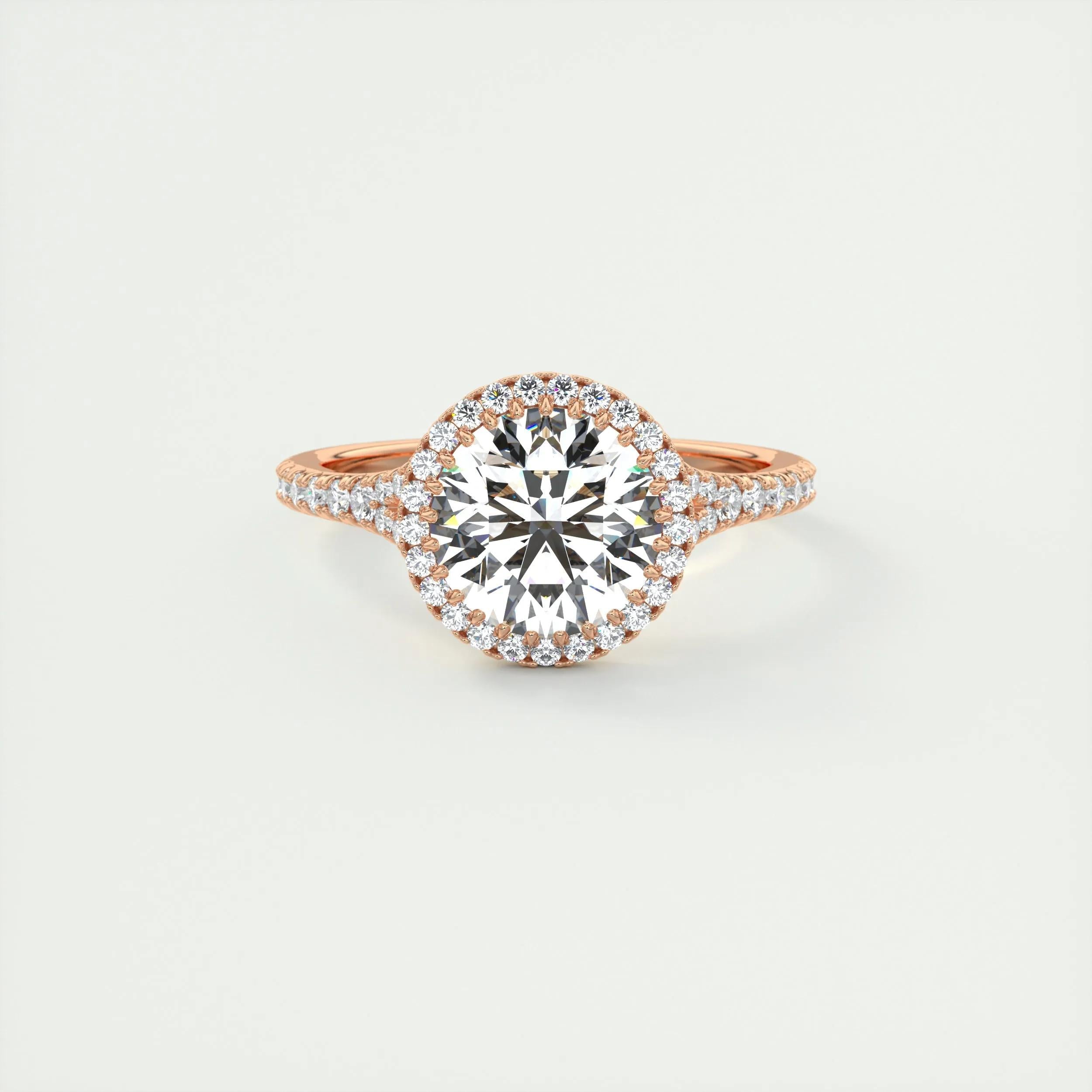 3.05 Ct Round Halo Cathedral Moissanite Diamond Engagement Ring