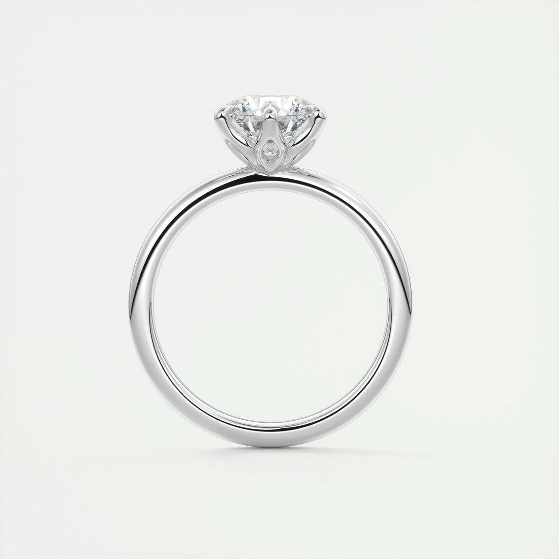 1.86 Ct Solitaire Round Floral Moissanite Diamond Engagement Ring