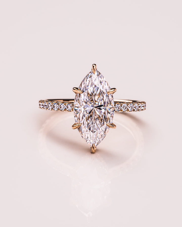 3.0 - 7.0 CT Marquise CVD Diamond Hidden Halo & Pave Engagement Ring