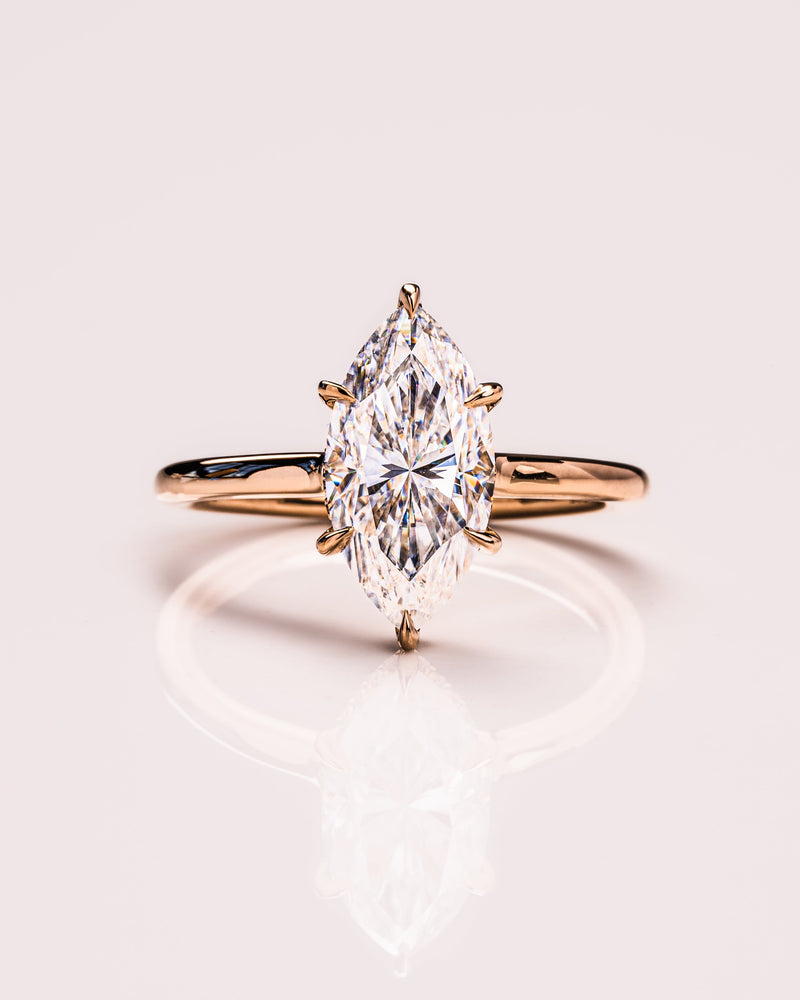 0.90-3.0 CT Marquise  CVD Diamond Hidden Halo Engagement Ring