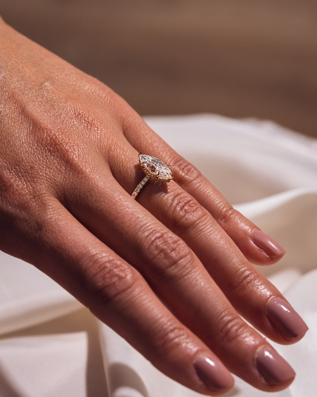 1.09 - 3.09 CT Marquise  CVD Diamond Hidden Halo Pave Setting Engagement Ring