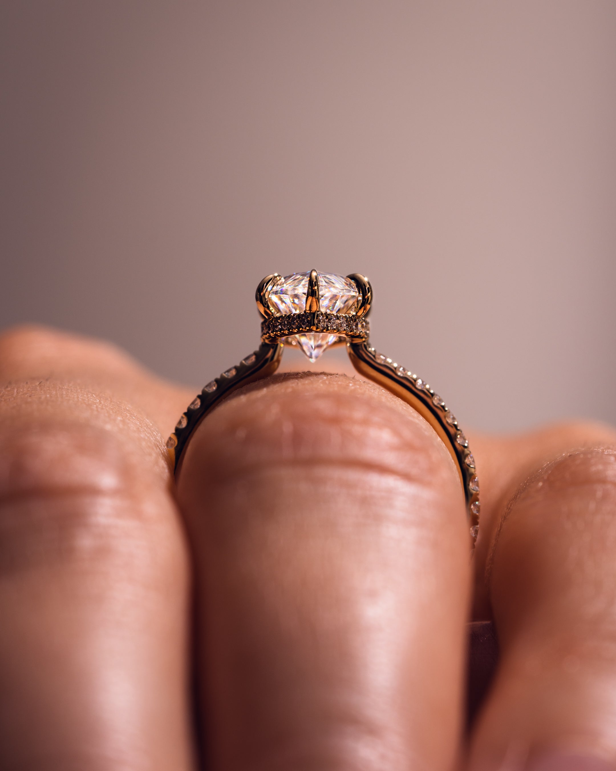 1.09 - 3.09 CT Marquise  CVD Diamond Hidden Halo Pave Setting Engagement Ring