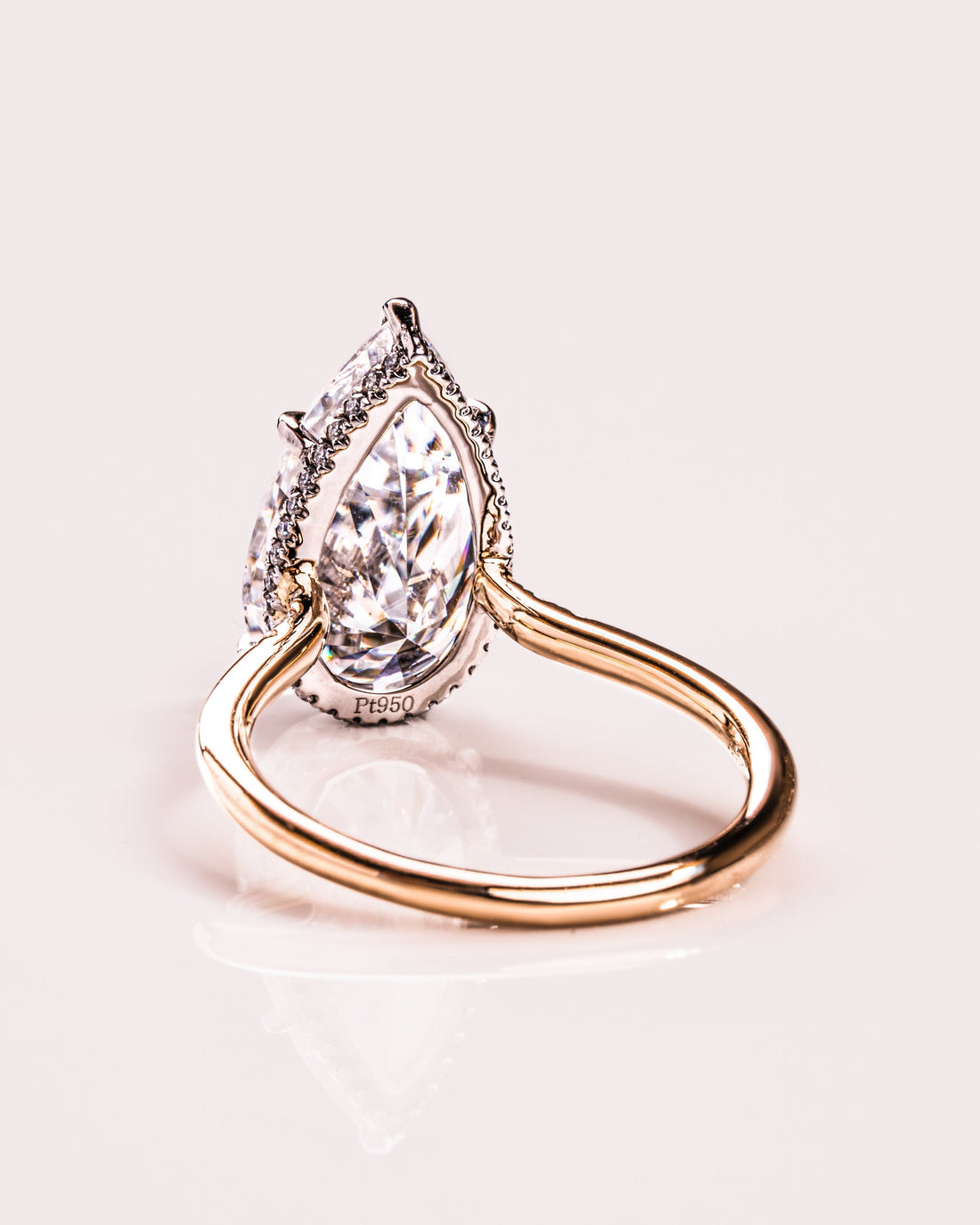 1.50- 3.09 CT Pear  CVD Diamond Hidden Halo Engagement Ring