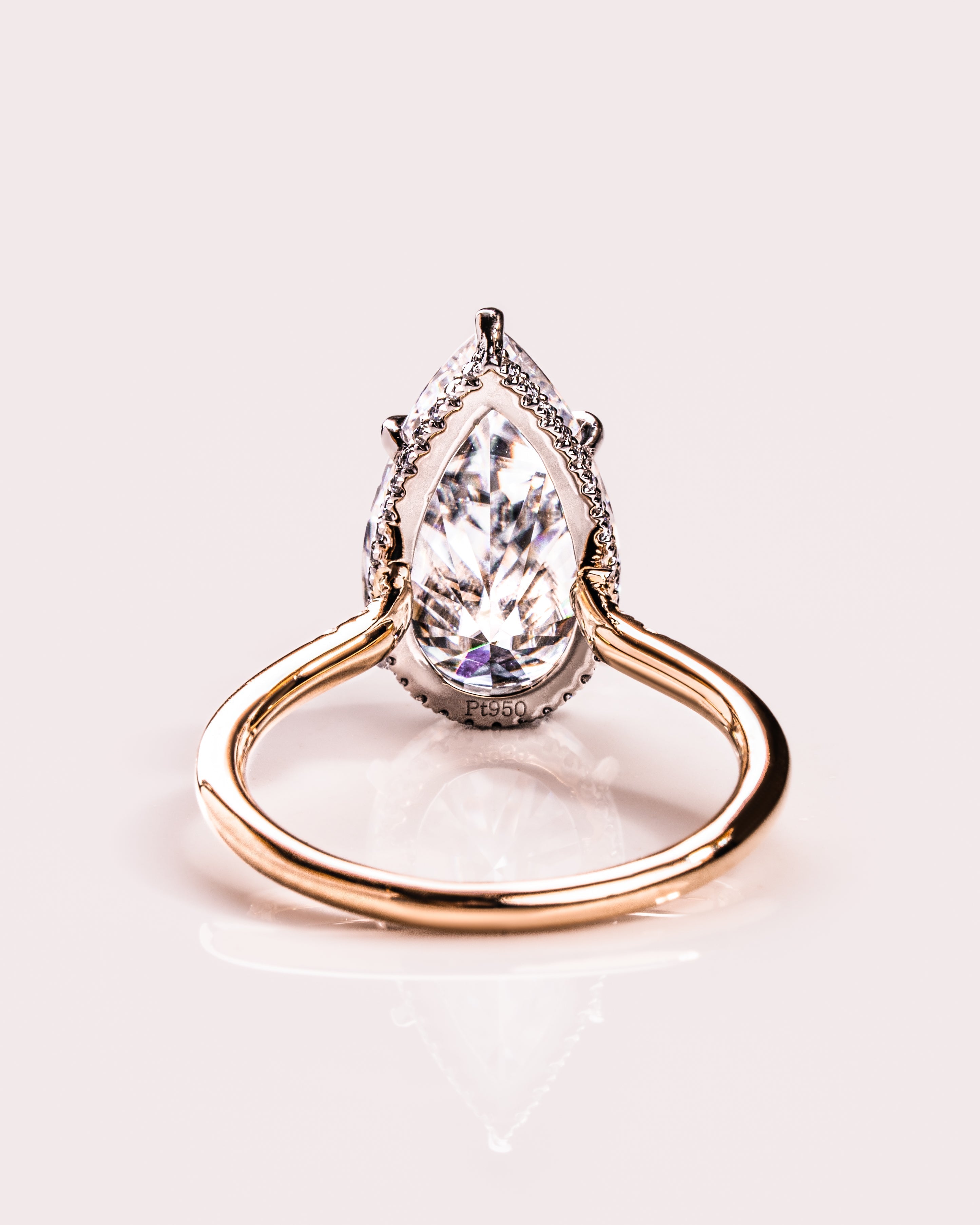 1.50- 3.09 CT Pear  CVD Diamond Hidden Halo Engagement Ring