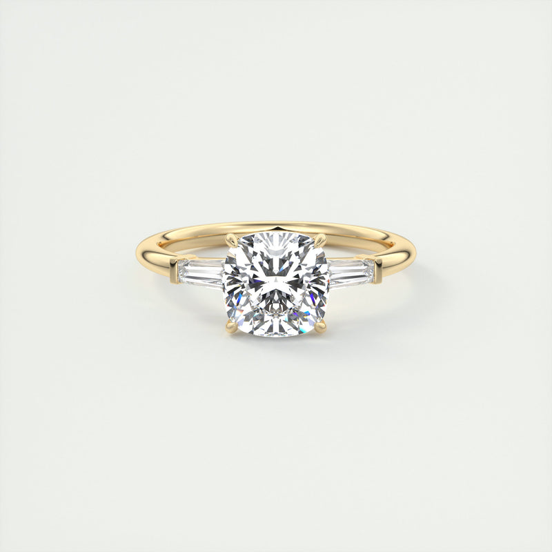 2.0CT Cushion Cut Moissanite 3 Stone Engagement Ring