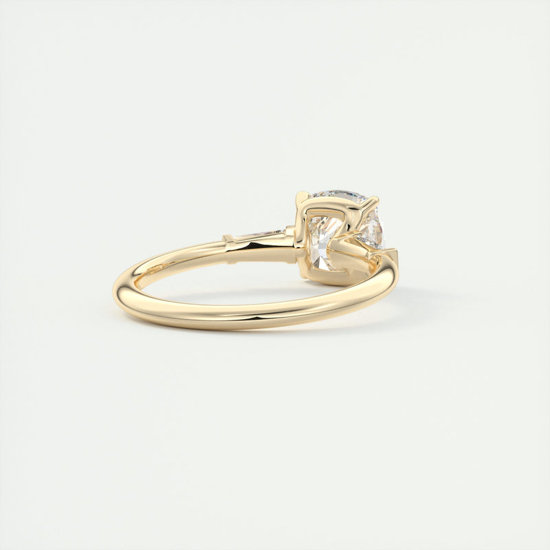 2.0CT Cushion Cut Moissanite 3 Stone Engagement Ring