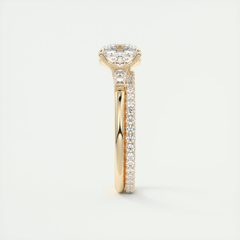 2.0CT Cushion Cut Moissanite 3 Stone Engagement Ring