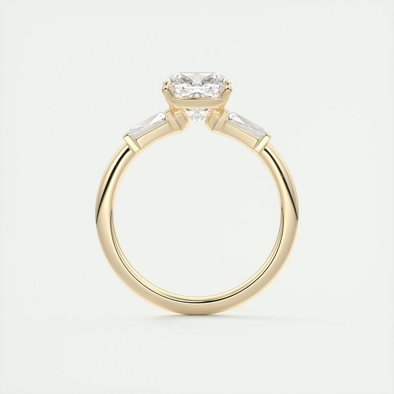 2.0CT Cushion Cut Moissanite 3 Stone Engagement Ring