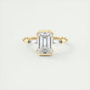 2.0CT Emerald Moissanite Half Bezel 3 Stones Engagement Ring