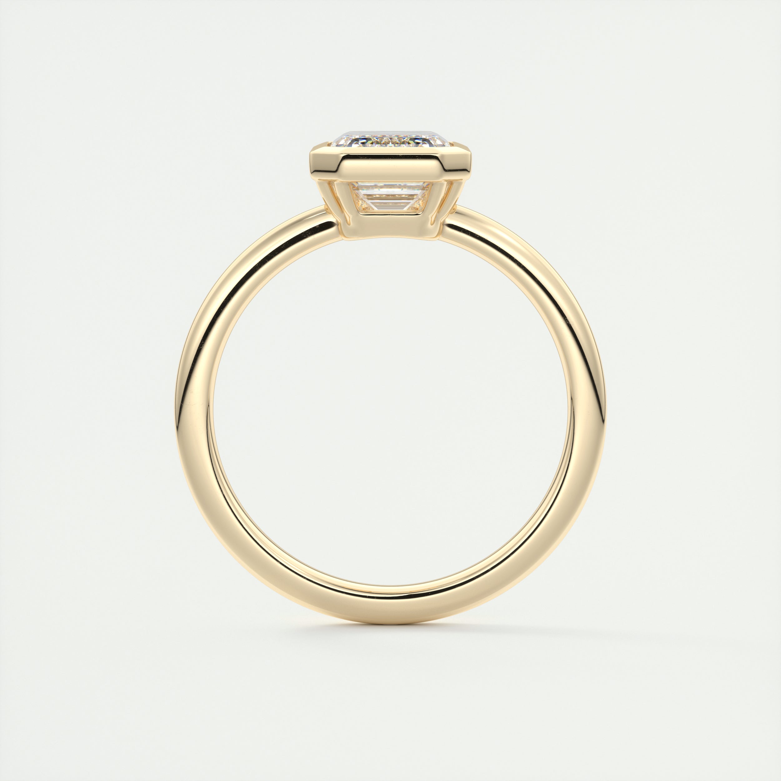 2CT Emerald Moissanite Bezel Solitaire Engagement Ring