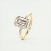 2CT Emerald Cut Moissanite Bezel Solitaire Engagement Ring