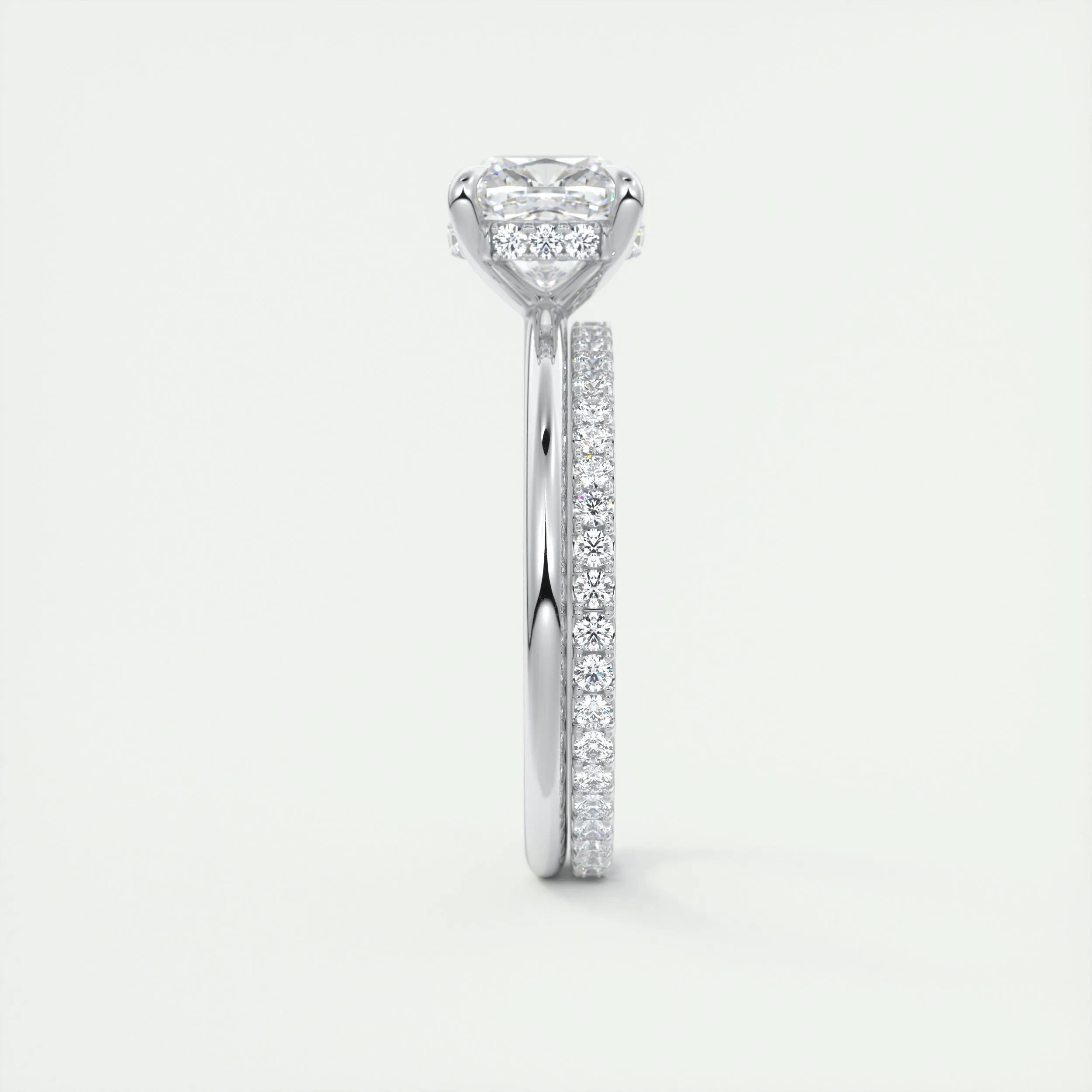 2.0 Ct Cushion Solitaire With Hidden Halo Moissanite Diamond Engagement Ring