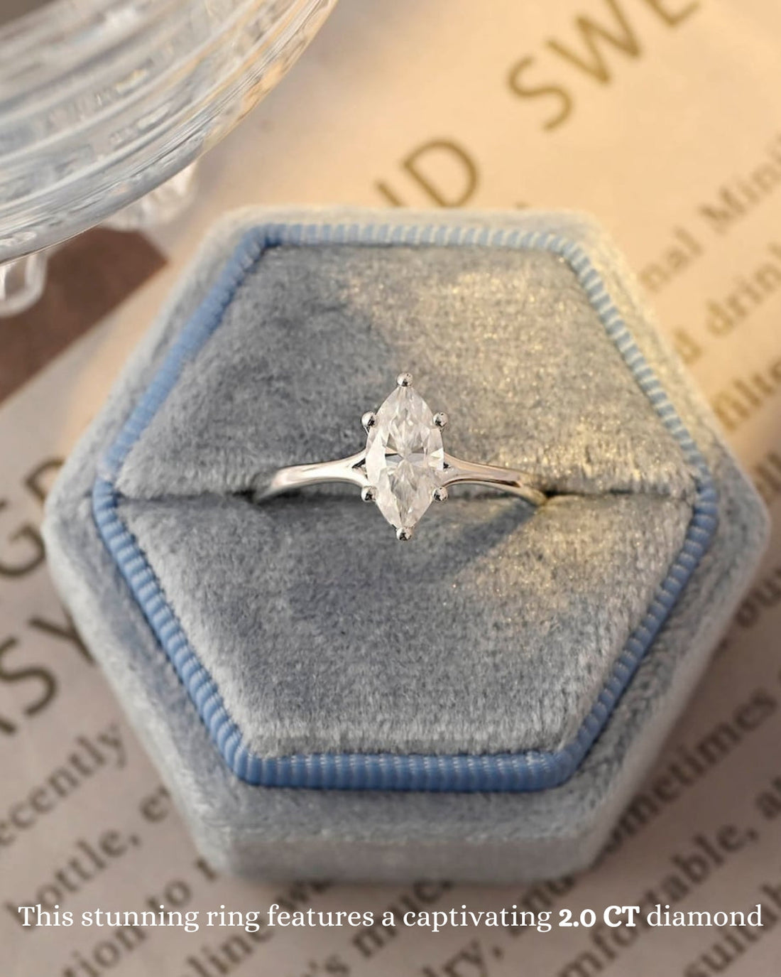1.0 - 3.0 CT Marquise CVD Diamond Solitaire Engagement Ring