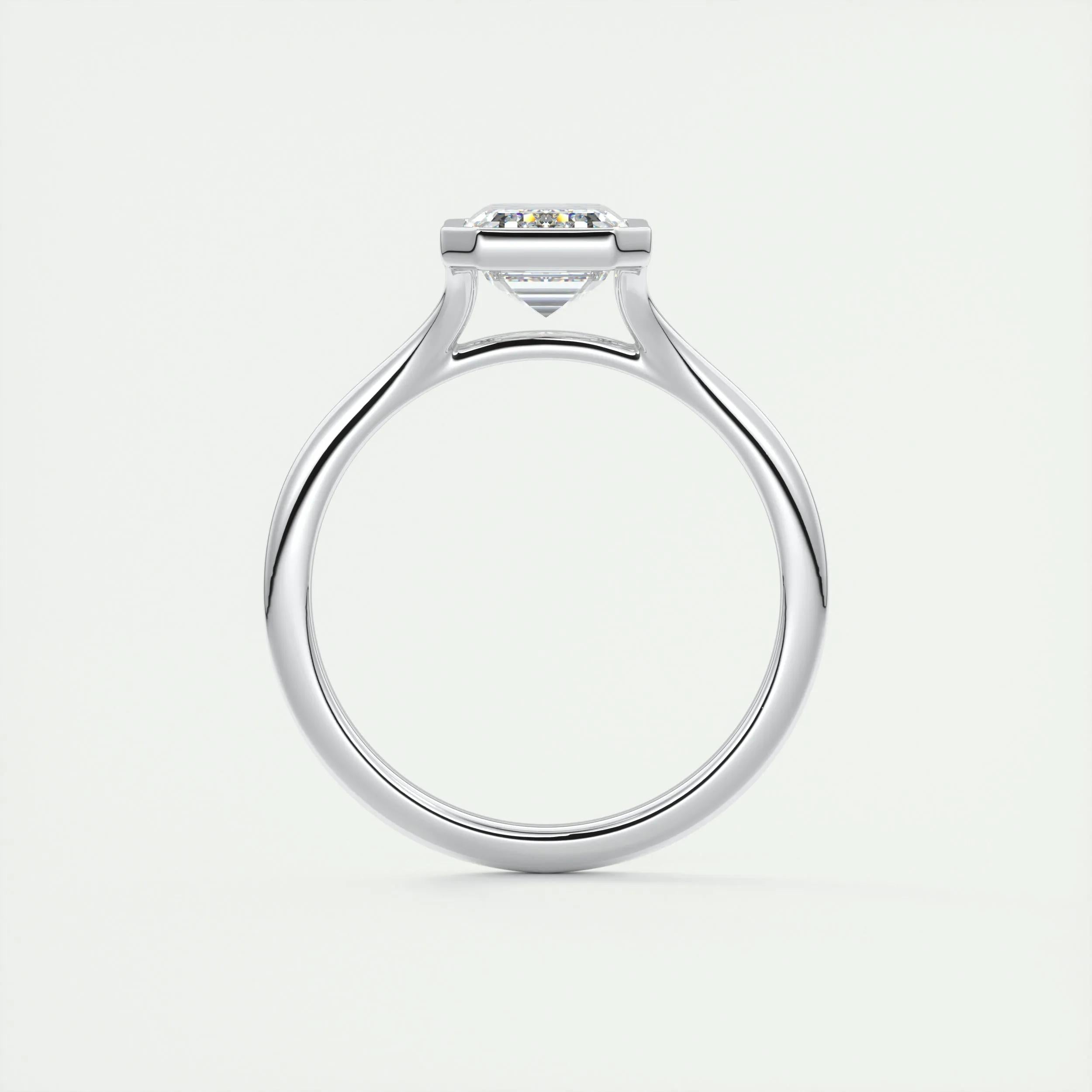 2.0 Ct Emerald Bezel Solitaire Moissanite Engagement Ring