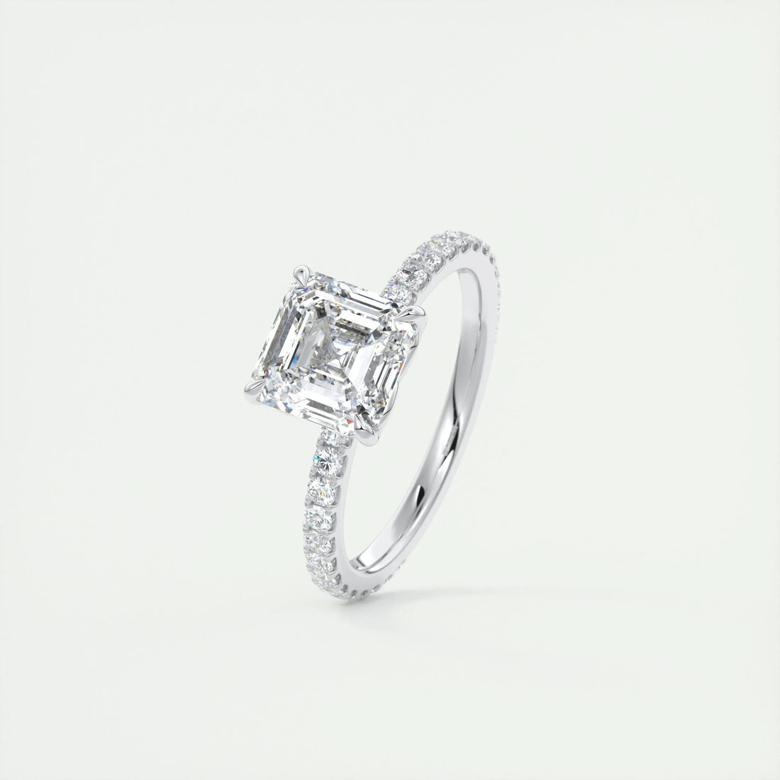 2.0 Ct Asscher  Pavé Moissanite  Diamond  Engagement Ring