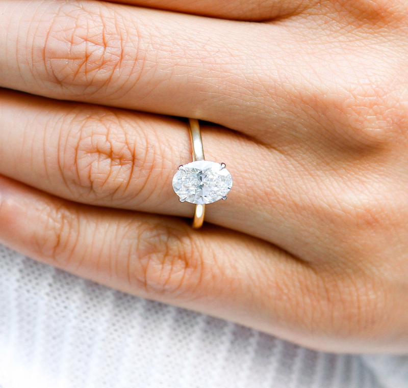 1.75ct Oval Cut Moissanite Solitaire 14K Gold Engagement Ring