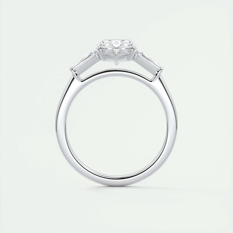 2.2 Ct Oval Baguette Three Stone Moissanite Diamond Engagement Ring