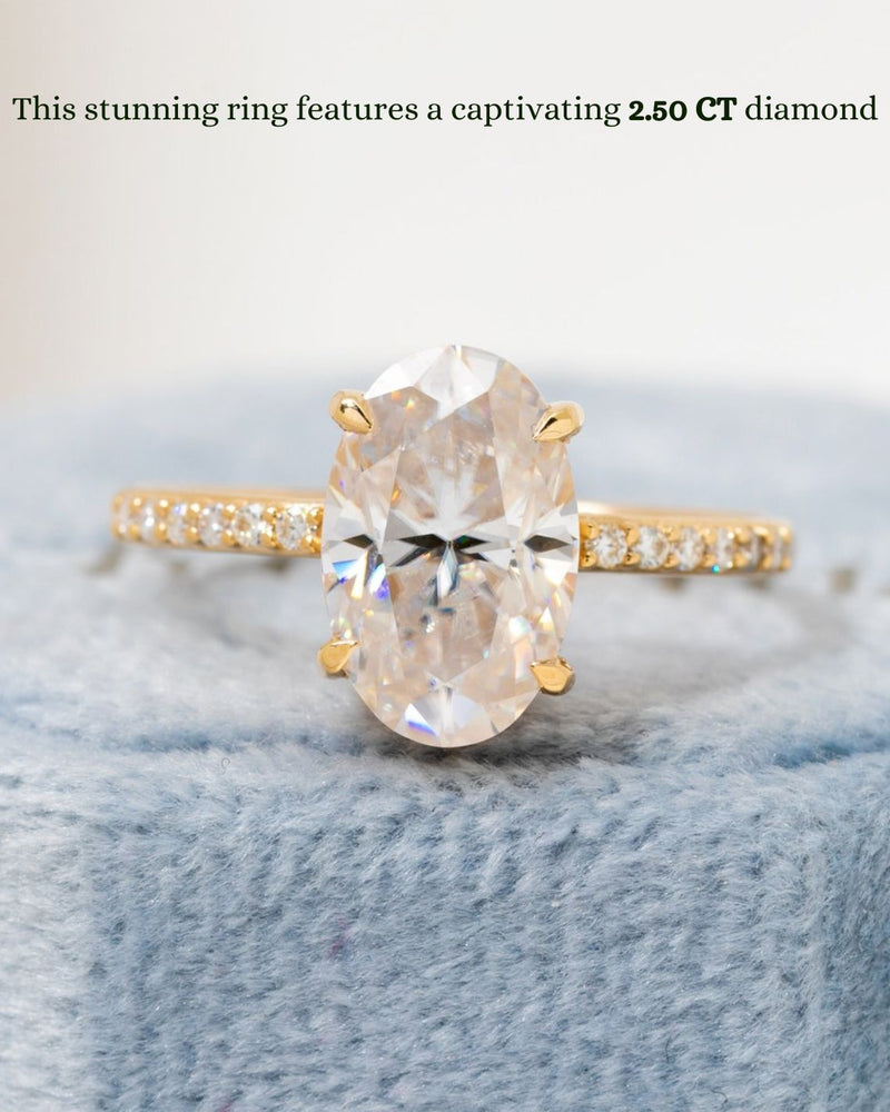 1.50 - 3.50 CT Oval CVD Diamond Pave Setting Engagement Ring