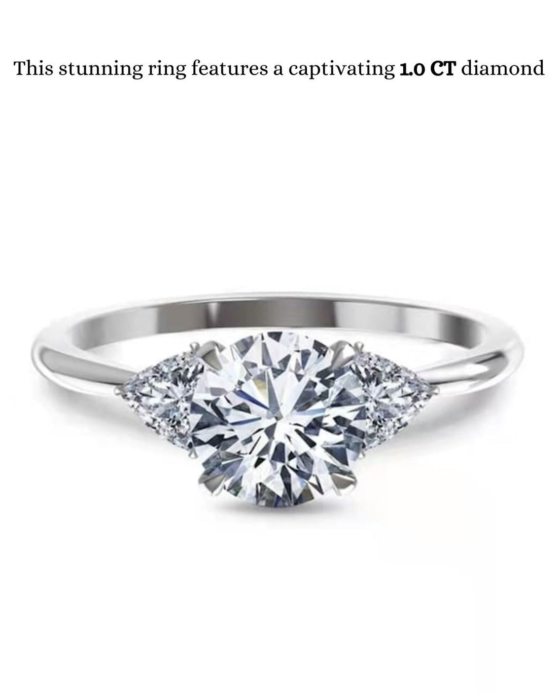 1.0 CT Round F/VS1 CVD Diamond Three Stone Style Engagement Ring