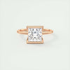 2.0 Ct Princess Half Bezel Solitaire Moissanite Diamond Engagement Ring