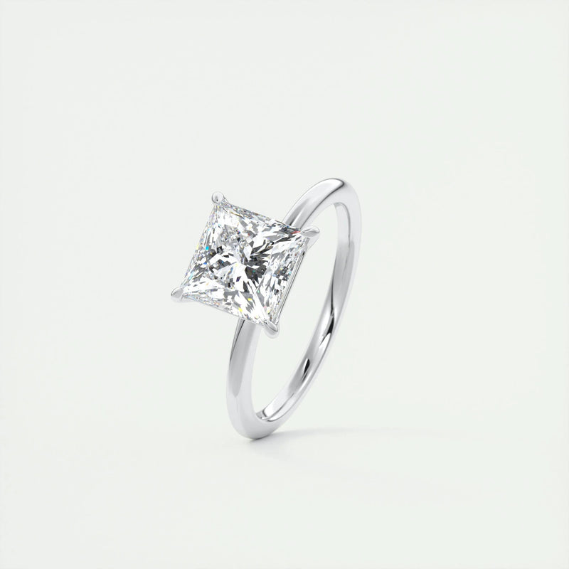 2.4 Ct  Princess Cut Moissanite Solitaire Diamond Engagement Ring