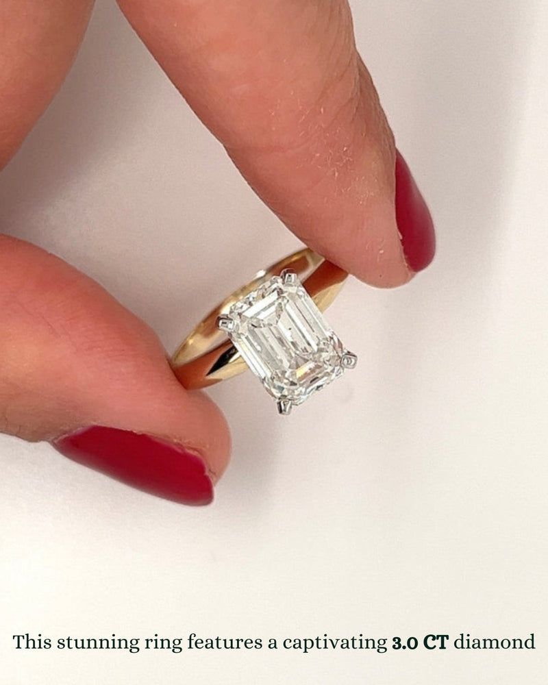 1.0 - 3.0 CT Emerald CVD Diamond Solitaire Engagement Ring