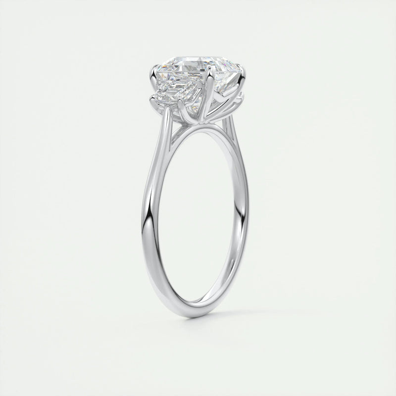 2.0 ct Asscher Three Stone Moissanite Diamond Engagement Ring