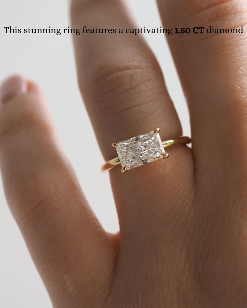 1.0-2.0 CT Radiant CVD Diamond Solitaire Engagement Ring