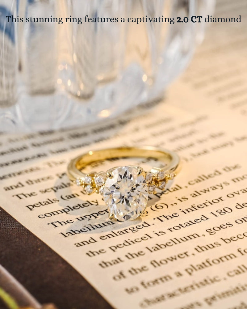 1.0-3.0 CT Oval CVD Diamond Cluster Setting Engagement Ring