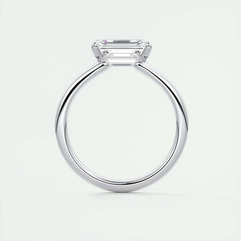 2.0 Ct Emerald East West Cantilever Solitaire Moissanite Engagement Ring