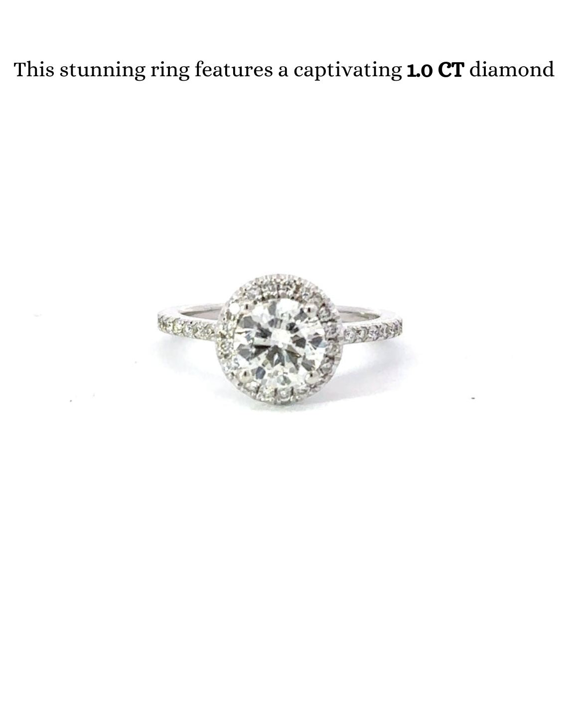 1.0-3.0 CT Round CVD Diamond Halo Pave Setting Engagement Ring