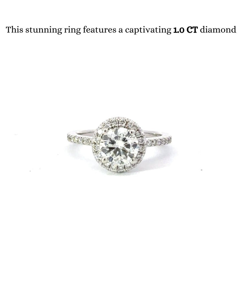 1.0-3.0 CT Round CVD Diamond Halo Pave Setting Engagement Ring