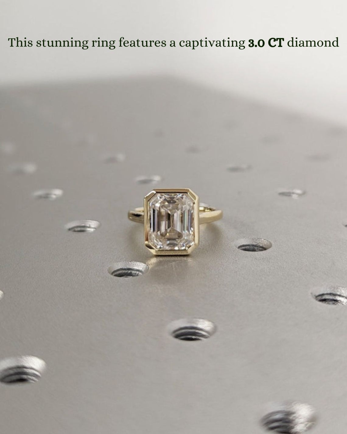 1.0 - 3.0 CT Emerald CVD Diamond Bezel Solitaire Engagement Ring