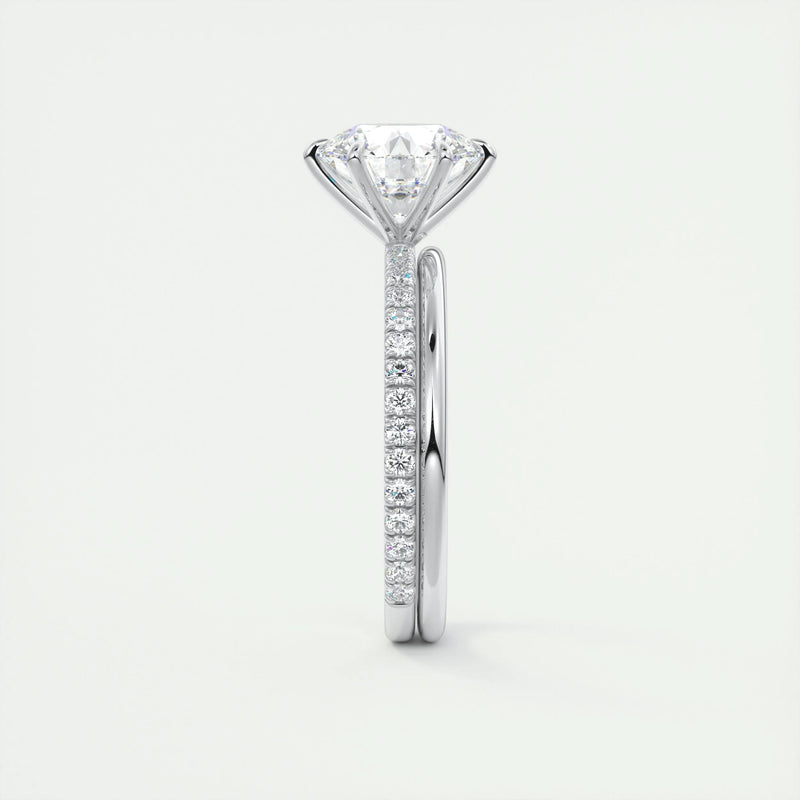 2.0 Ct  Round Cut Pave Moissanite  Diamond Engagement Ring