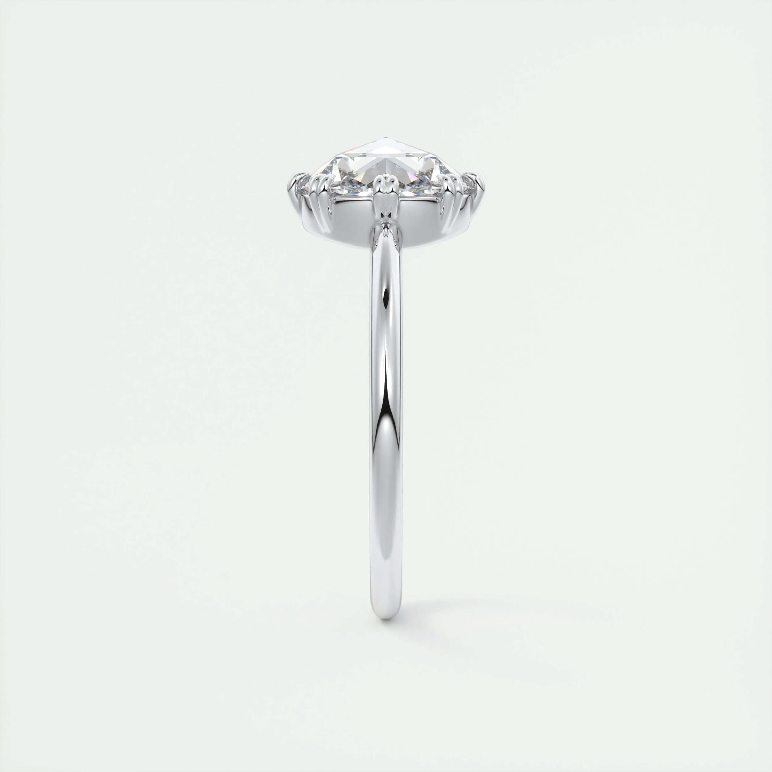 1.85 Ct Rose Cut Solitaire Full Bezel Moissanite Diamond  Engagement Ring