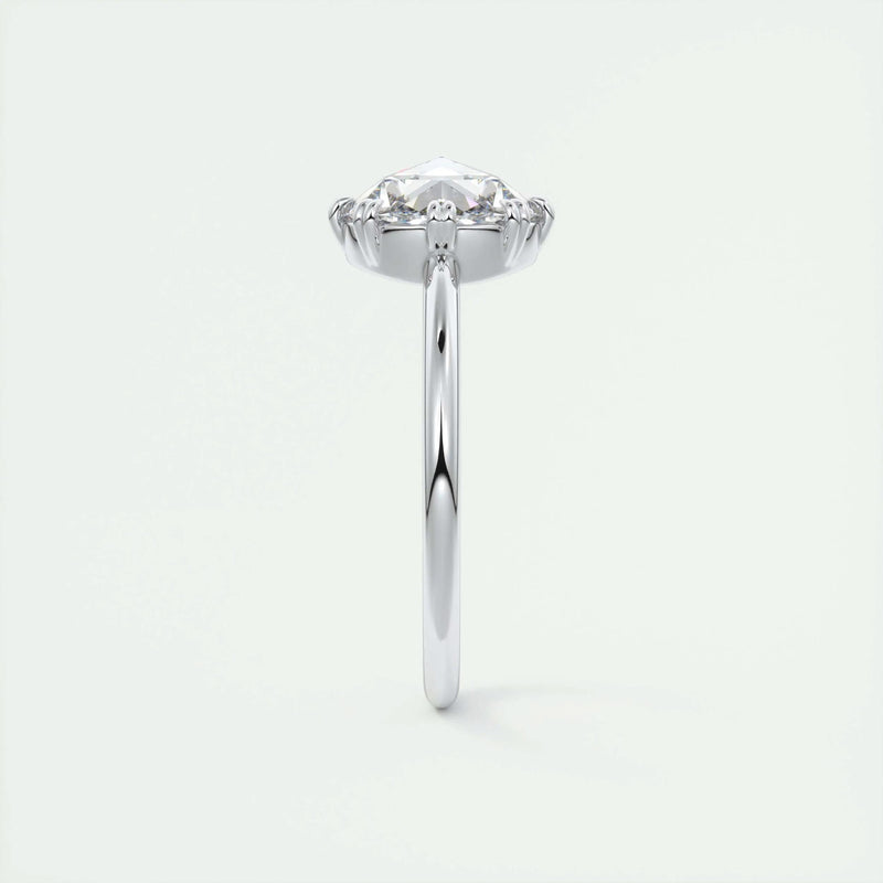 1.85 Ct Rose Cut Solitaire Full Bezel Moissanite Diamond  Engagement Ring