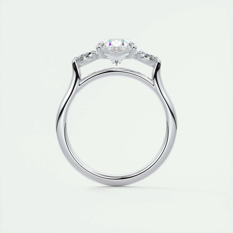 2.2 Ct Oval Three Stone Moissanite Diamond Engagement Ring