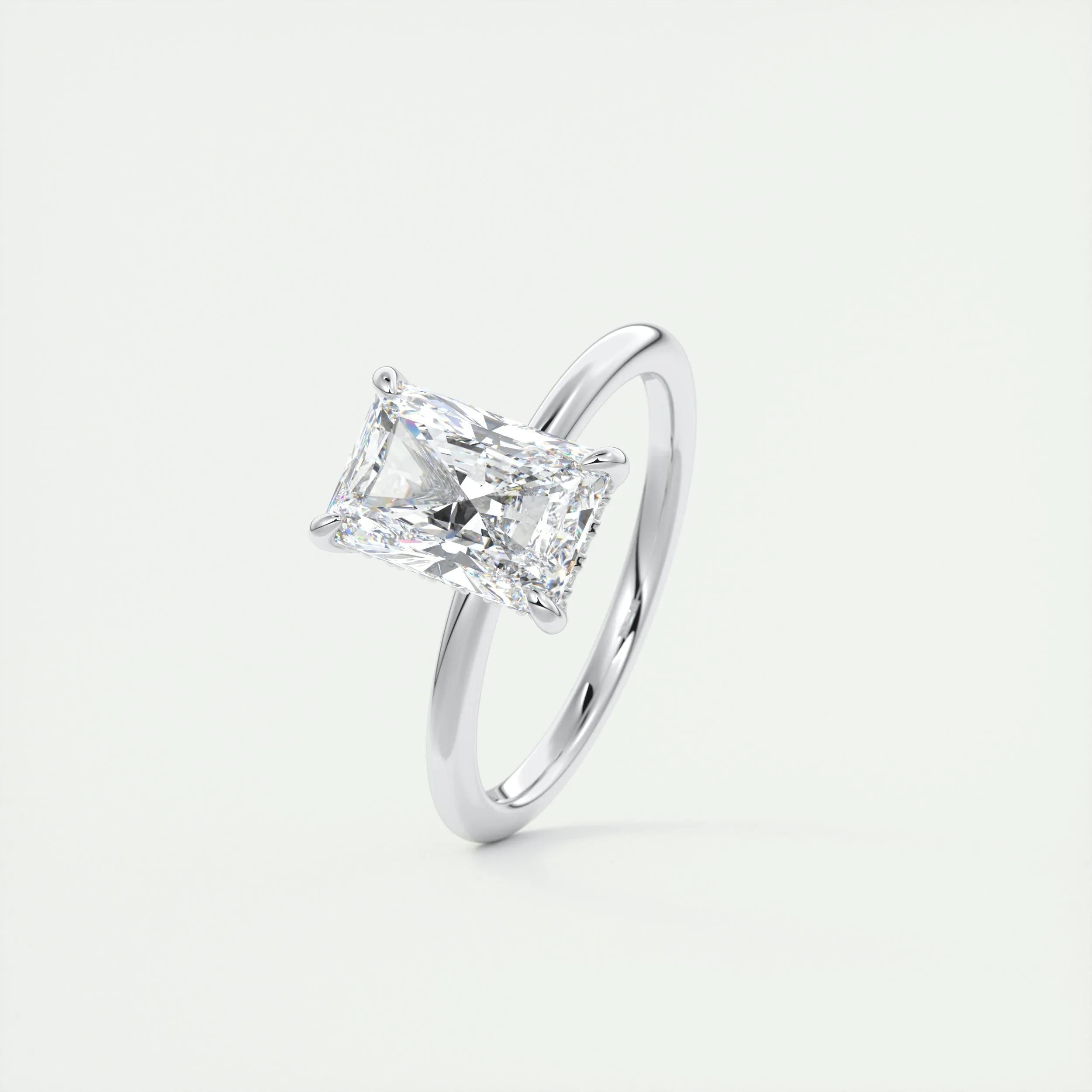 2.0 Ct Radiant Solitaire With Hidden Halo Moissanite Diamond Engagement Ring
