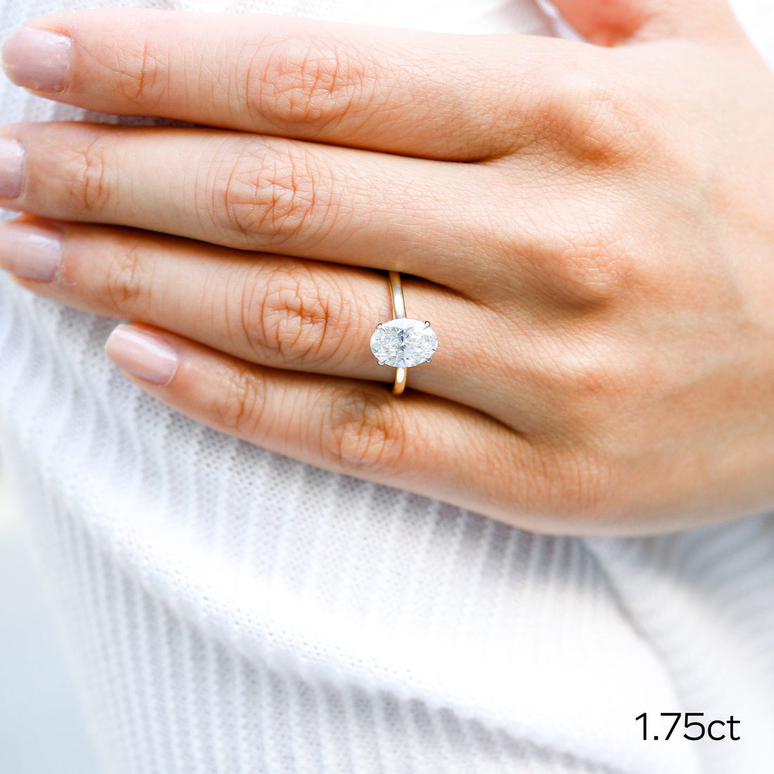 1.75ct Oval Cut Moissanite Solitaire 14K Gold Engagement Ring