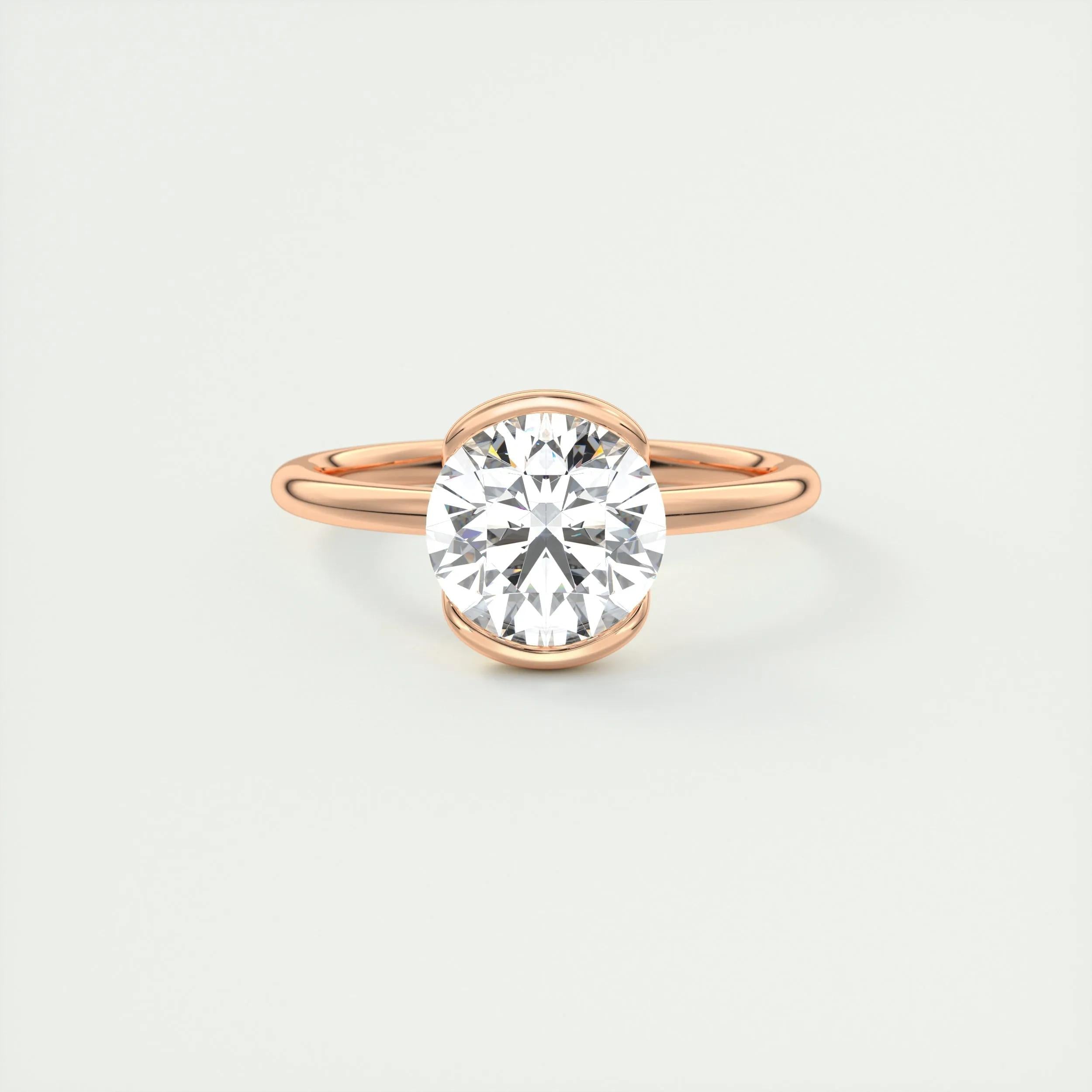 2.1 Ct Round East West Half Bezel Solitaire Moissanite Diamond Engagement Ring