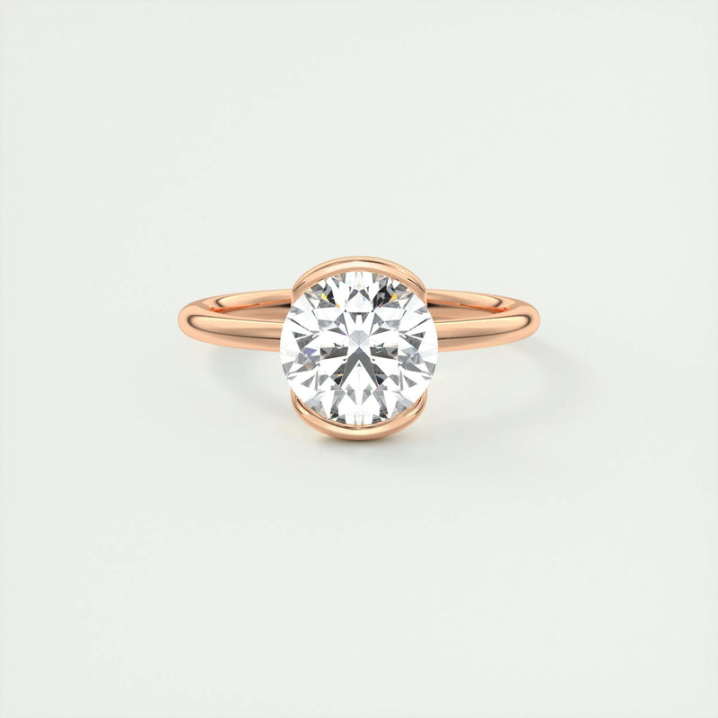 2.1 Ct Round East West Half Bezel Solitaire Moissanite Diamond Engagement Ring