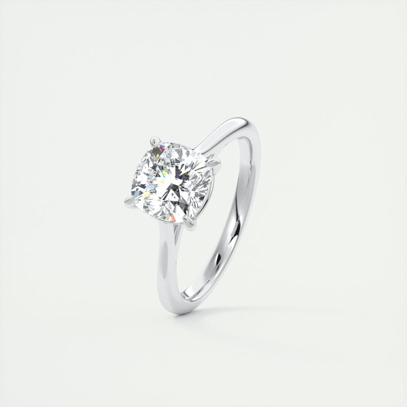 2.0 Ct Cushion Cut Solitaire Cathedral Set Moissanite Diamond Engagement Ring