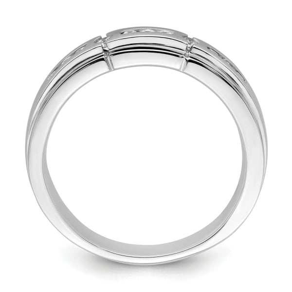 3.5mm Round Cut Lab Grown Men's Wedding Band In White Gold