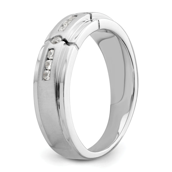 3.5mm Round Cut Lab Grown Men's Wedding Band In White Gold