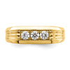 3mm Round Cut Lab Grown Three Stone Men's Wedding Band