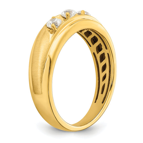 3mm Round Cut Three Stone Lab Grown Men's Wedding Band