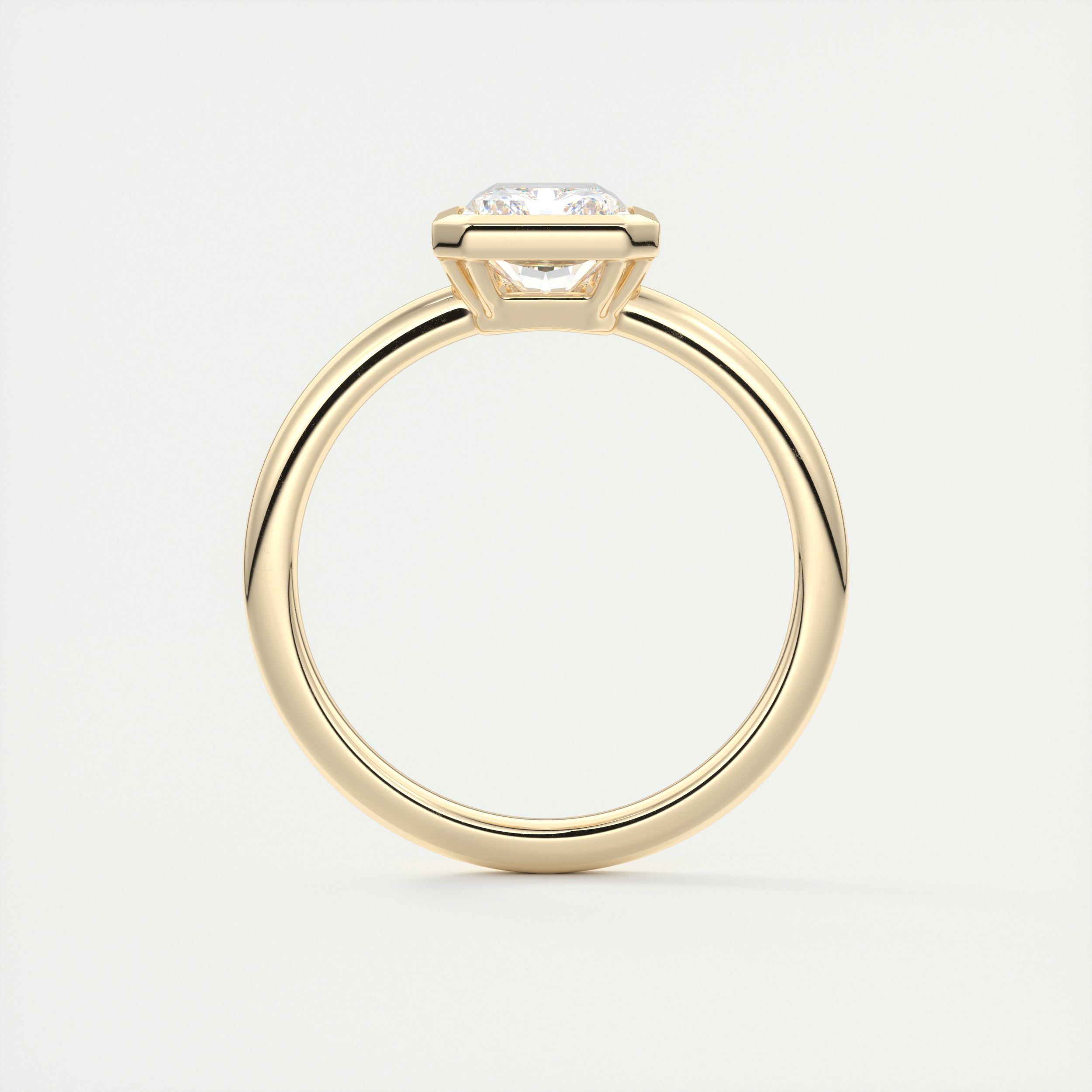 2CT Radiant Cut Moissanite Bezel Solitaire Engagement Ring