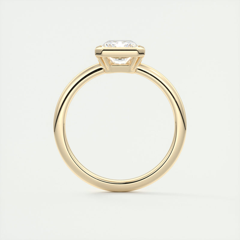 2CT Radiant Cut Moissanite Bezel Solitaire Engagement Ring