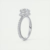 2.0CT Round Moissanite 3 Stones Pave Setting Engagement Ring