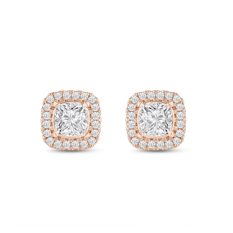 Cushion Cut Halo Moissanite Diamond Stud Earrings for Her